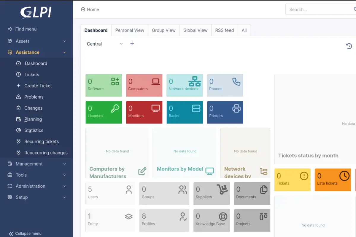 GLPI dashboard